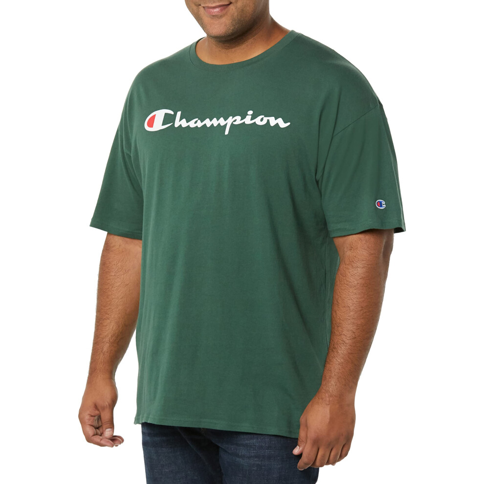 Champion Mens Classic T-shirt Script Logo T Shirt Dark Green-y07718 X-Large US