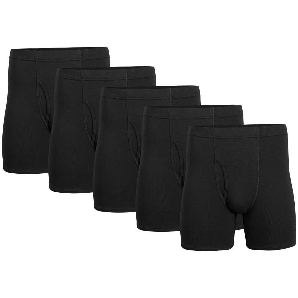 Gildan Men's Underwear Covered Waistband Boxer Briefs Multipack Black 5-Pack X-Large