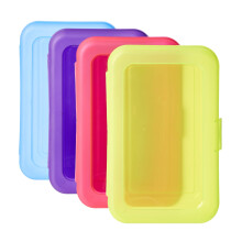 Amazon Basics Plastic Pencil Box Pack of 4 Multi Solid