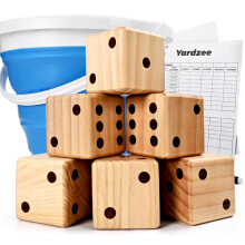 ropoda 3,5"" gigantische houten tuindobbelstenenset voor buitenplezier, barbecuefeestevenementen, achtertuinspellen, gazonspellen, inclusief 6 dobbels