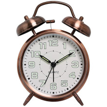 (copper) 6 Colors Loud Alarm Clock For Heavy Sleepers Adults,4 Inch Silent Non-ticking Quartz With Backlight,twin Bell