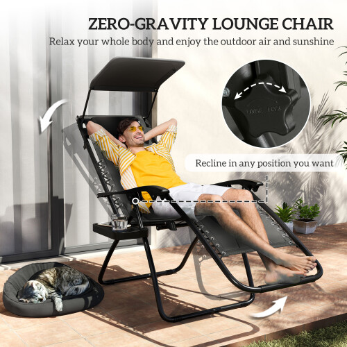 Outsunny Outsunny Zero Gravity Lounger Chair, Folding Reclining Chair, Black 2