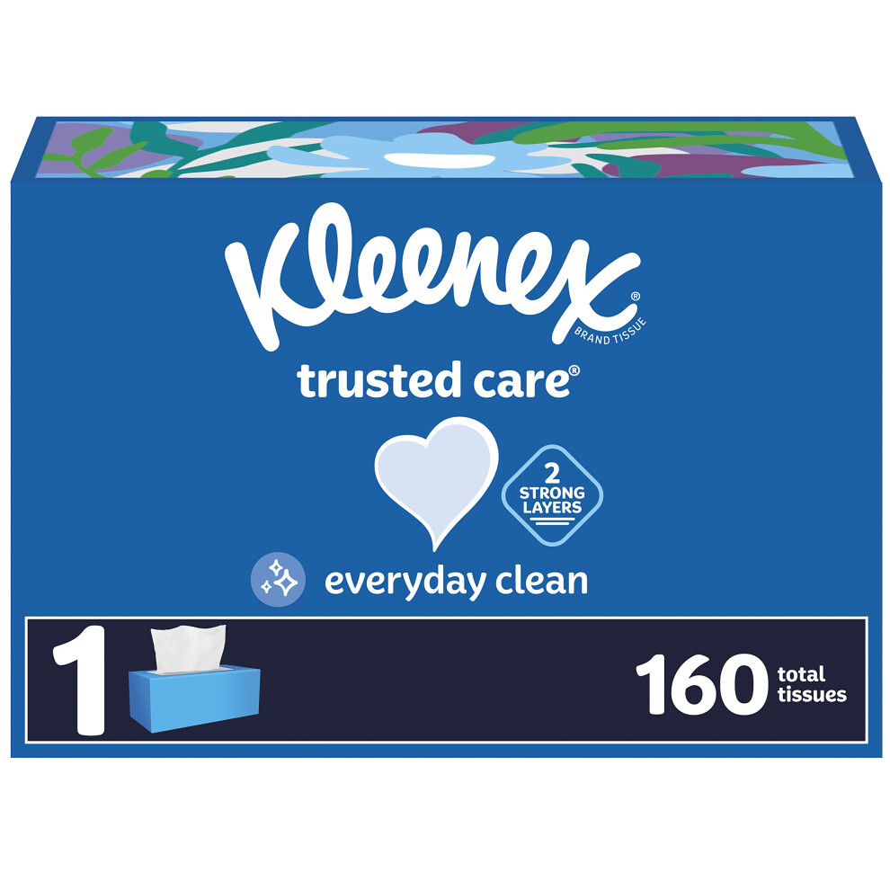 Kleenex Trusted Care Facial Tissues 1 Flat Box 160 Tissues Per Box 2-Ply Packaging May Vary