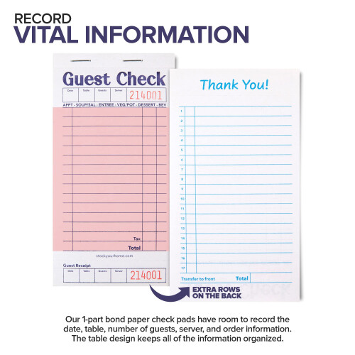 Stock Your Home Rosa Gästcheckböcker för Servitörer (20-pack) 2