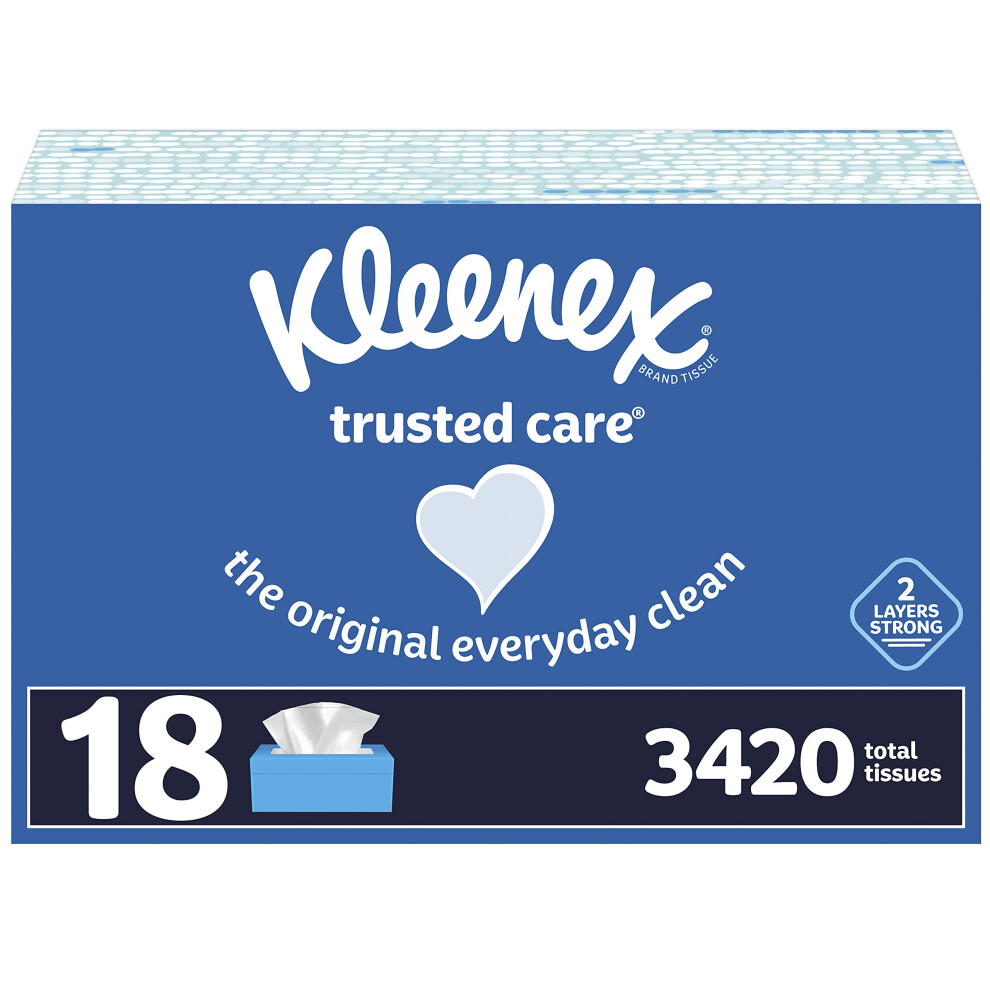 Kleenex Trusted Care Facial Tissues 190 Count Pack Of 18 3 420 Total Tissues