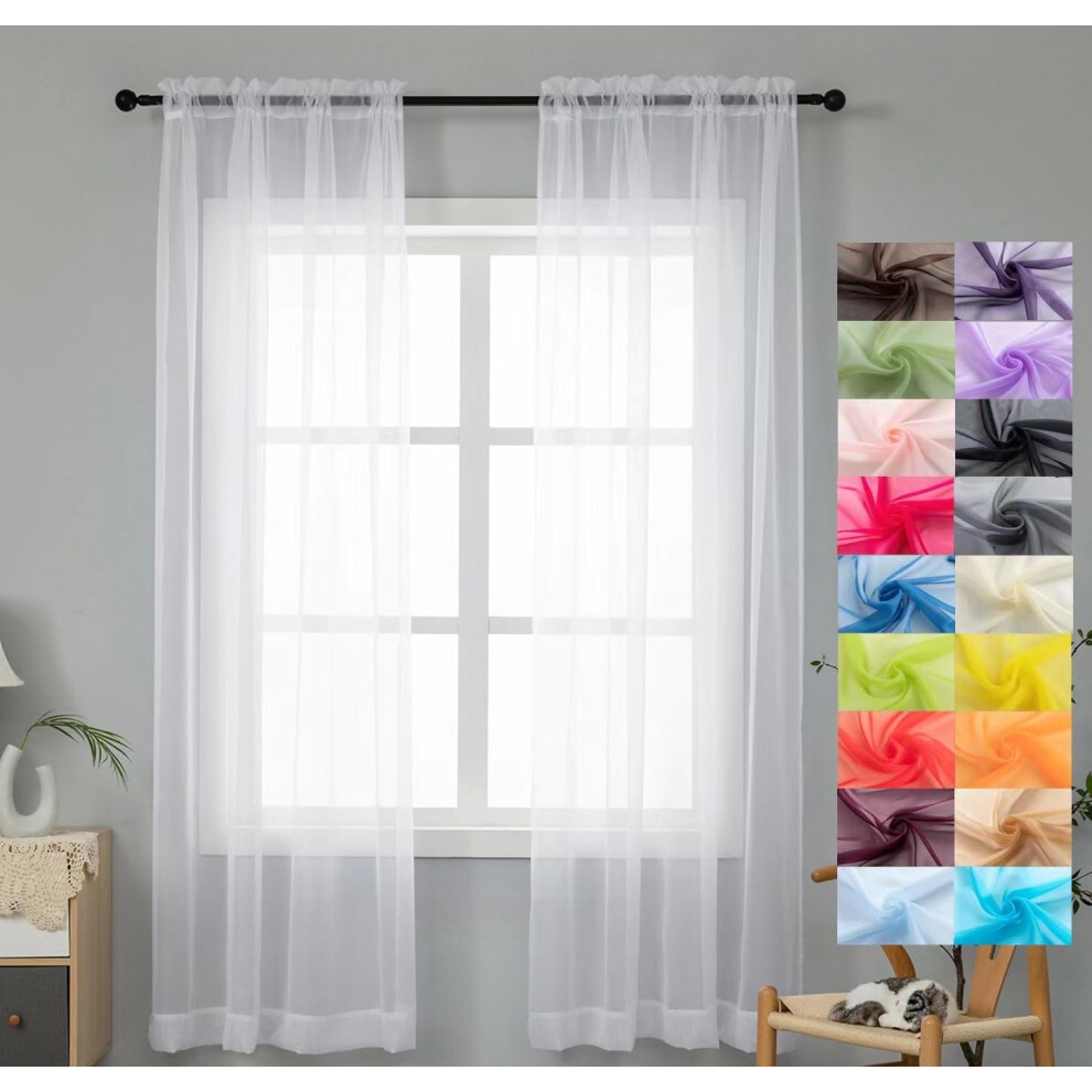 WPM WORLD PRODUCTS MART White Sheer Curtains 58 Wide x 84 Long 2 Panels Livingroom Window Treatment Rod Pocket Sheer Voile for Bedroom Kitchen Living-image-OPC-PFY6QBG-NEW