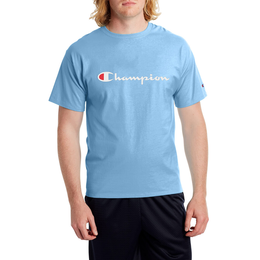 Champion Mens Classic T-shirt Script Logo T Shirt Swiss Blue-y07718 Medium US