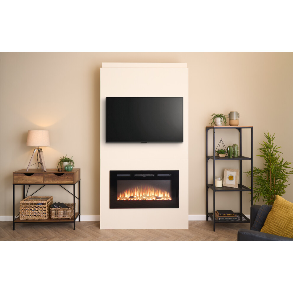 Adam Pre-Built Media Wall 1 with Orlando Inset Wall Electric Fire