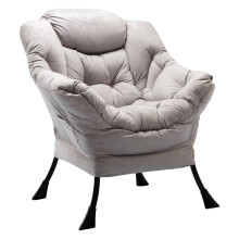 HollyHOME Modern Fabric Large Lazy Chair Accent Oversized Comfy Reading Chair Thick Padded Cozy Lounge Chair with Armrest Single Steel Frame Leisure S