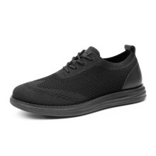 Bruno Marc Men's AirEase? Mesh Sneakers Oxfords Lace-Up Wingtip Lightweight Casual Walking Shoes Black Monochrome - 12Grand-02