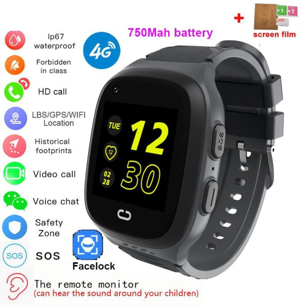 (black) 4G Kids Smart Watch With Wifi SOS GPS Tracker Video Call HD Touch Screen IP67 Waterproof Children's Smartwatch For Girls Boys