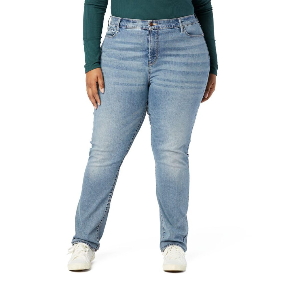 Levi Strauss Signature Gold Women's Curvy Totally Shaping Straight Jeans Available In Plus Size Blue Ice-waterless 8 Long