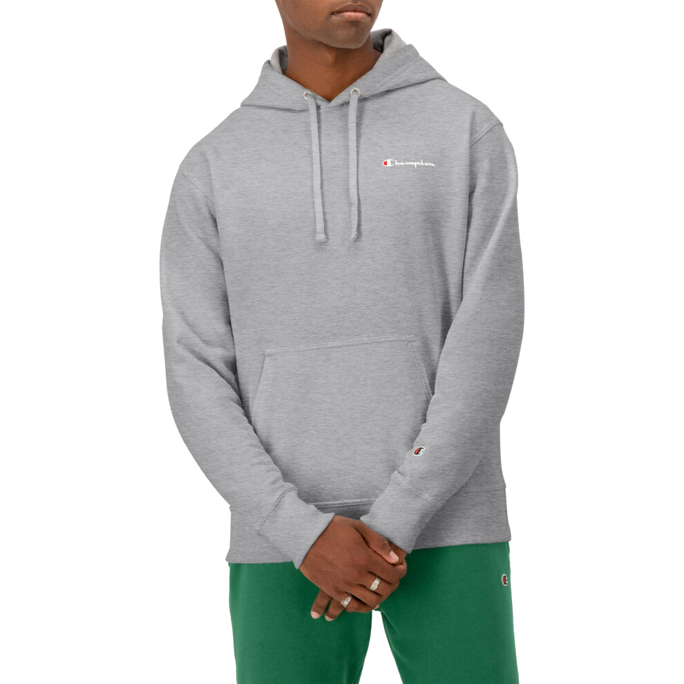 Champion Mens Hoodie Powerblend Fleece Pullover Comfortable Graphic Sweatshirt For Reg. Or Big & Tall Athletic-hoodies Oxford Gray Small Script X