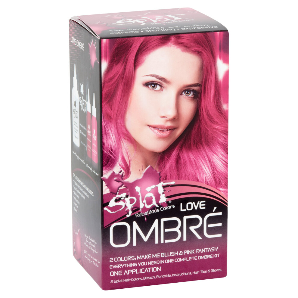 Splat Ombre Love Semi Permanent Hair Dye Kit with Bleach  1 Application  Includes Blue Hair Dye  Oxide & Bleach Powder  Vegan & Cruelty Free Hair Colo