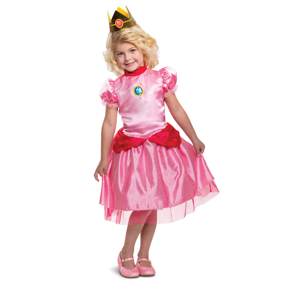 Photos - Fancy Dress Disguise Princess Peach Costume Dress Nintendo Super Mario Bros Dress Up Outfit for Girls Toddler Size Medium 3T-4T Pink Pin