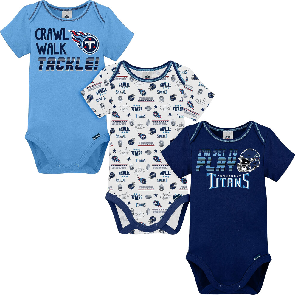 Gerber Unisex Baby NFL 3 Pack Short Sleeve Onesie Bodysuit Team Color 6-12 Months