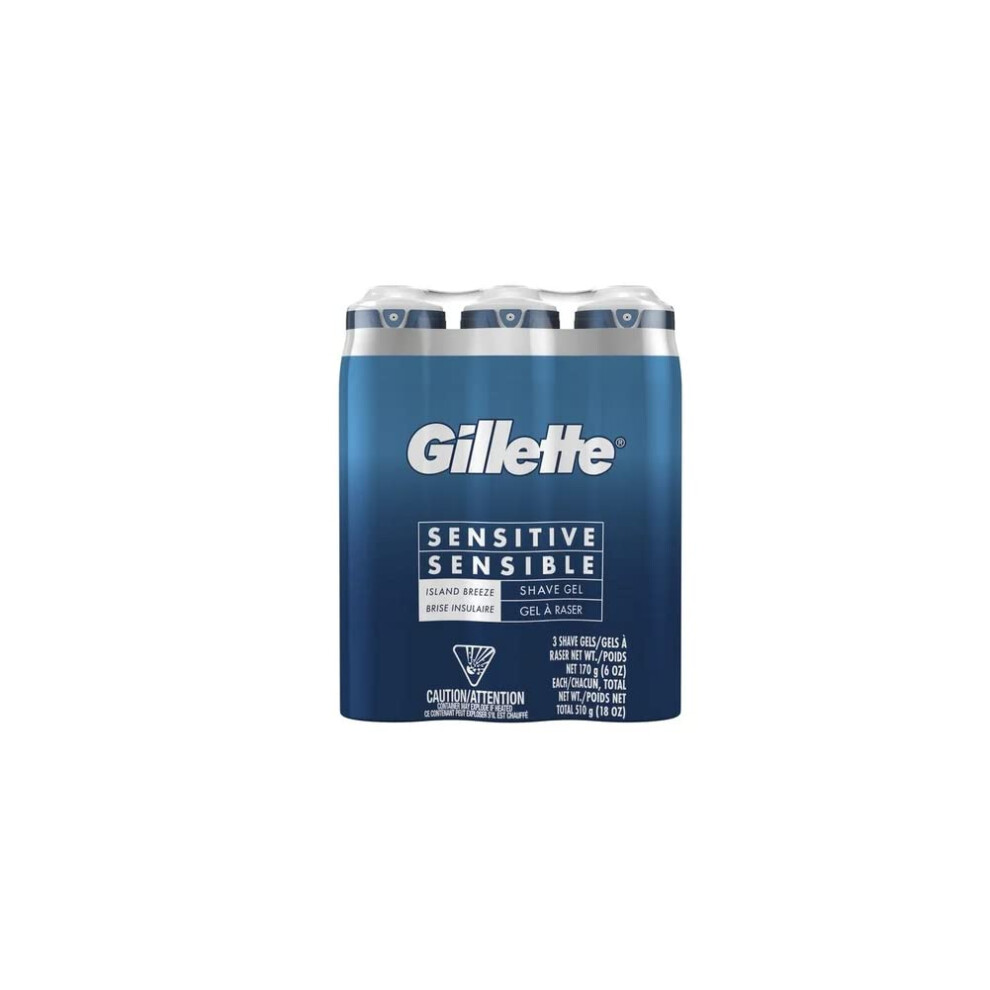 Gillette Sensitive Shave Gel 3 Pack Of 6 Oz Net Wt 18 Oz