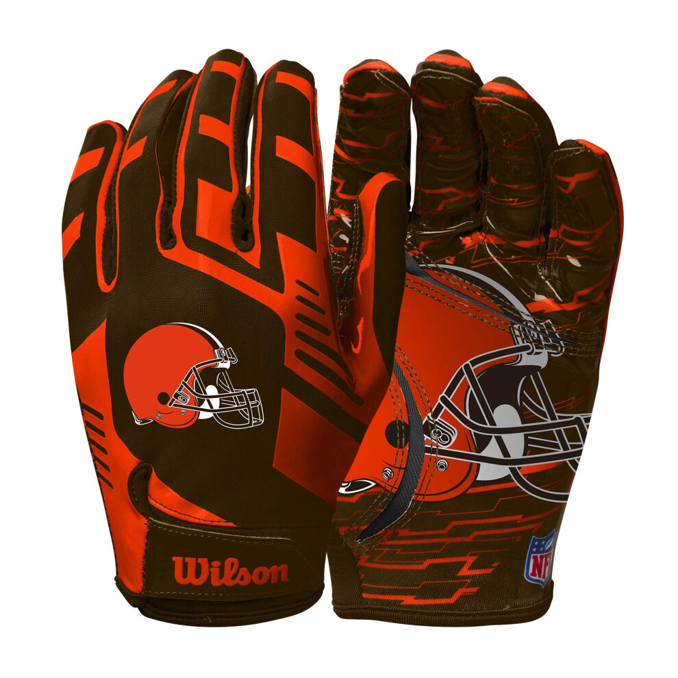 Wilson NFL Stretch Fit Football Gloves - Adult Cleveland Browns