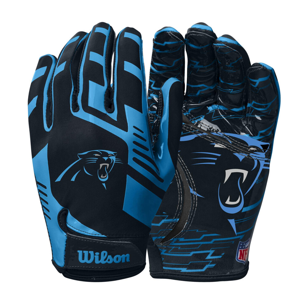 Wilson NFL Stretch Fit Football Gloves - Youth Carolina Panthers