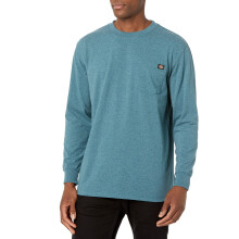 Dickies mens Long Sleeve Heavyweight Crew Neck Work Utility T Shirt Baltic Blue Single Dye Heather X-Large US