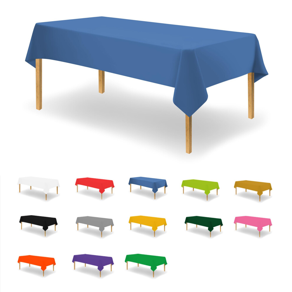 Blue Disposable Plastic Tablecloth for Rectangle Tables (12 Pack) Premium Decorative Table Cloths for Parties Events & Weddings Indoors & Outdo