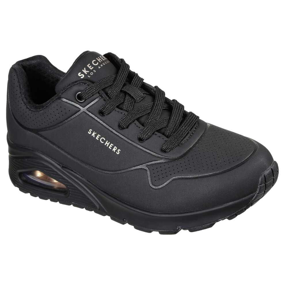 Skechers Womens Skecher Street Women's Uno - Stand On Air Sneaker Black/Black 5.5 Wide US