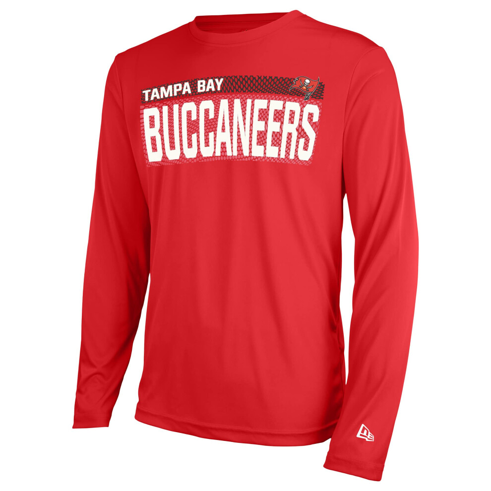 New Era NFL Men's MEASURED LS POLY DRI-TEK TEE BUCCANEERS DK RED Size MS