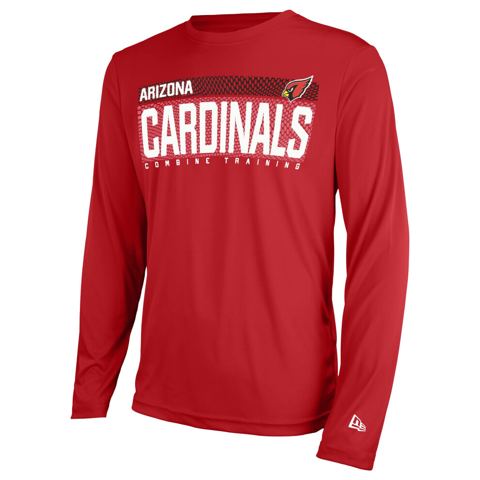 New Era NFL Men's MEASURED LS POLY DRI-TEK TEE CARDINALS CARDINAL Size MXXL