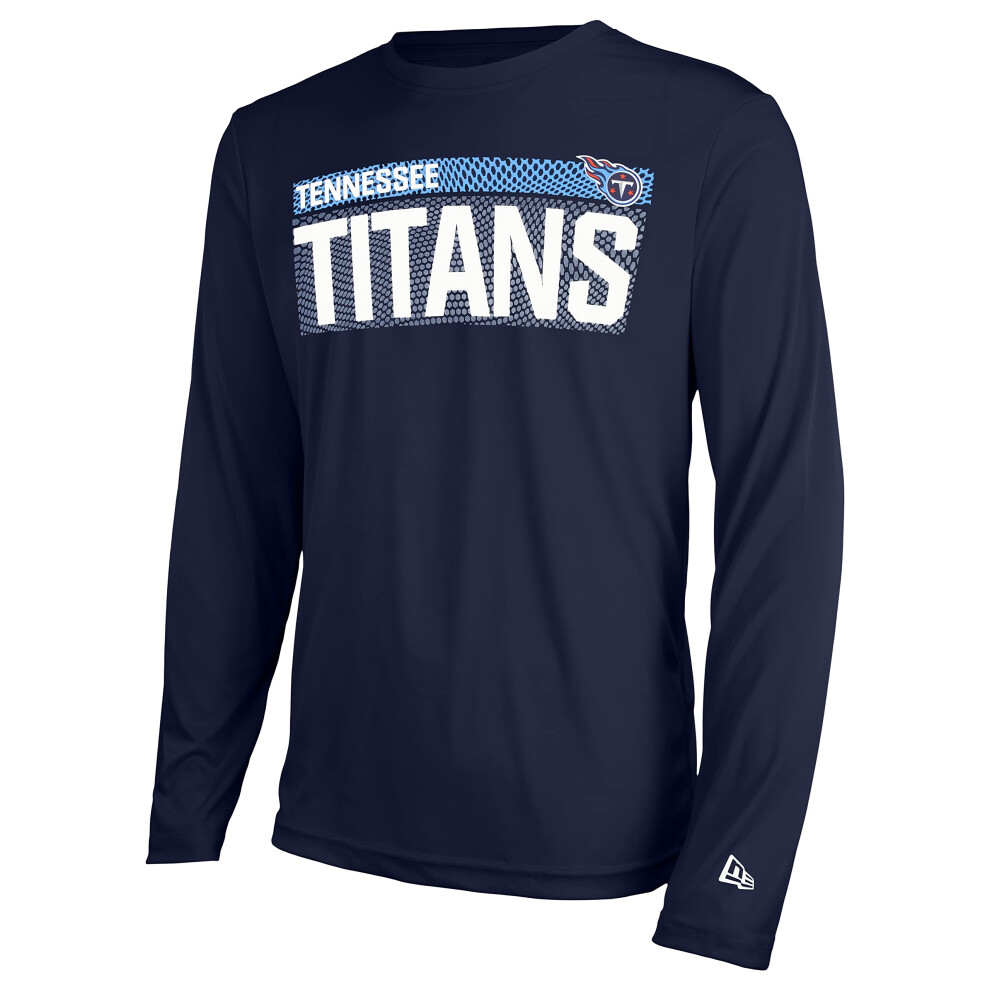 New Era Mens NFL Measured Dri-Tek Long Sleeve Pro Football Tagless T-Shirt Tennessee Titans Navy Medium