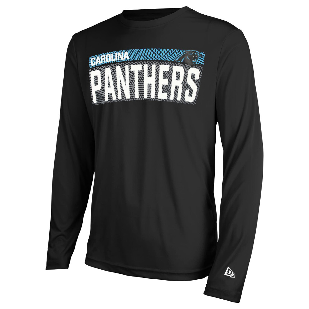 New Era NFL Men's MEASURED LS POLY DRI-TEK TEE PANTHERS BLACK Size MXL