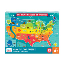 Chuckle & Roar - Puzzle de sol USA pour enfants - Puzzle géant avec 50 pièces en forme d'État