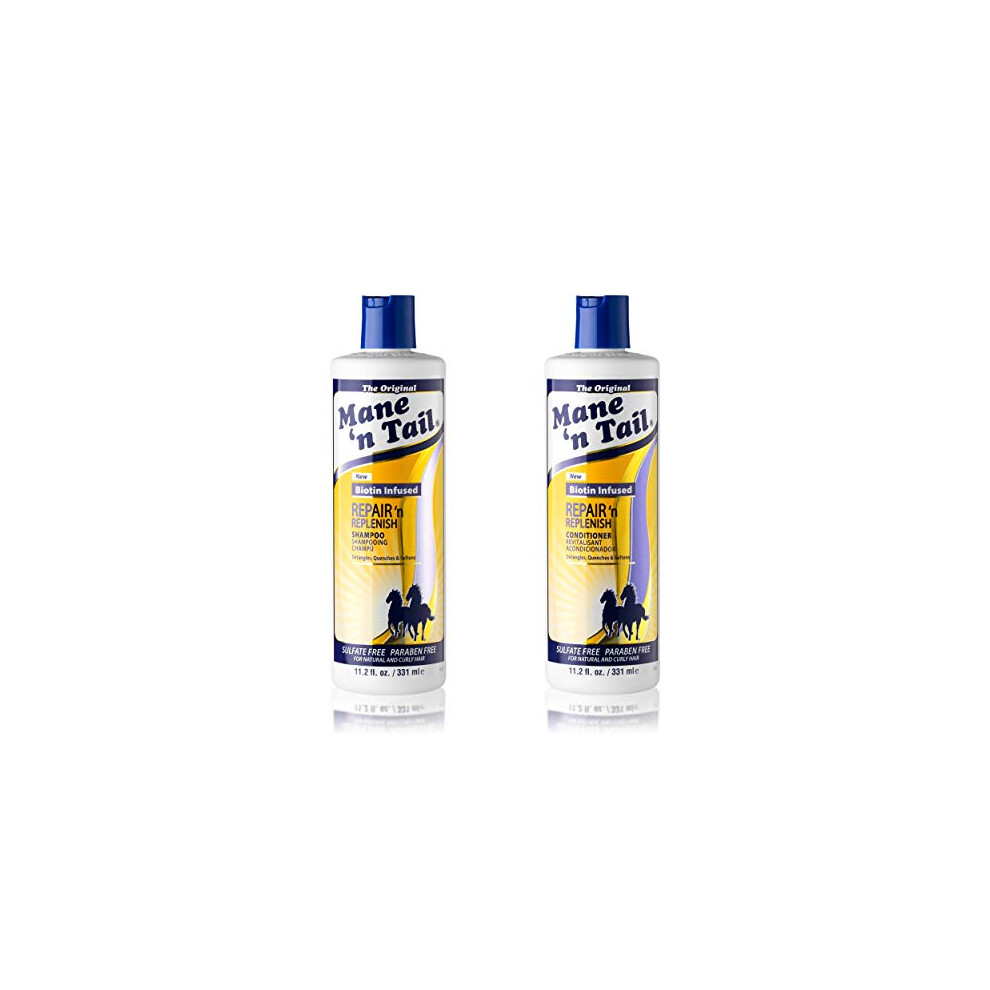 M Hne Und Schweif Mane N Tail Sulfate Free Repair N Replenish Gentle Cleaning And Replenishing System 11.2 Oz Each - Pack Of 2
