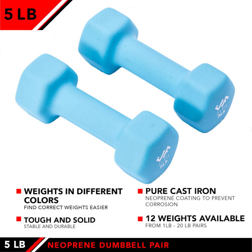 Jfit Neoprene Dabbell Pairs 5 lb 1