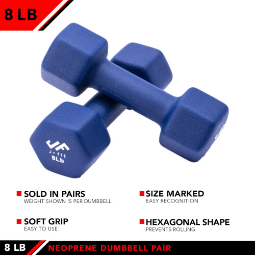 Jfit Neoprene Dabbell Pairs 8 lb 1