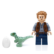 Lego Jurassic World Dominion - Owen Grady Minifigure (med Blue The Raptor and Dinosaur Egg) 75930