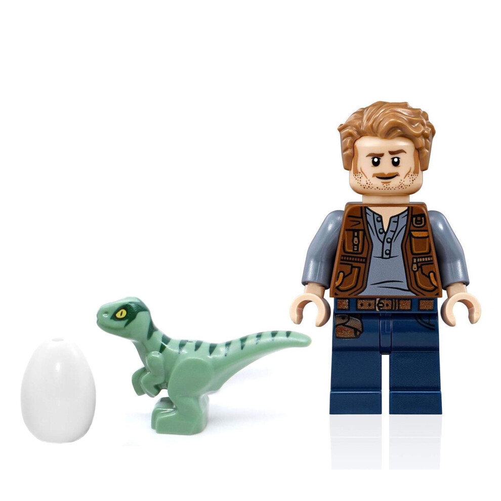 Lego Jurassic World Dominion - Owen Grady Minifigure With The Raptor And Dinosaur Egg 75930 Blue