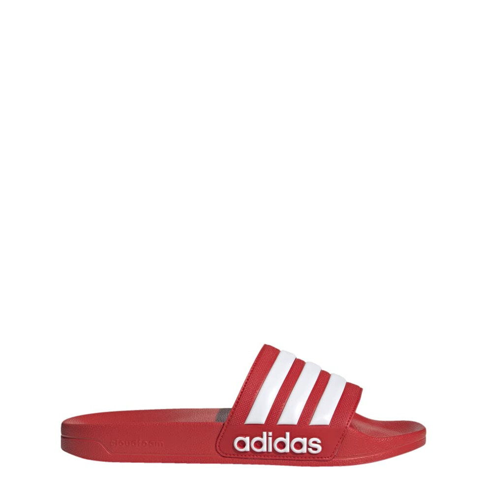 Adidas Unisex Adilette Shower Slide Sandal Vivid Red/White/Vivid Red 12 US Women