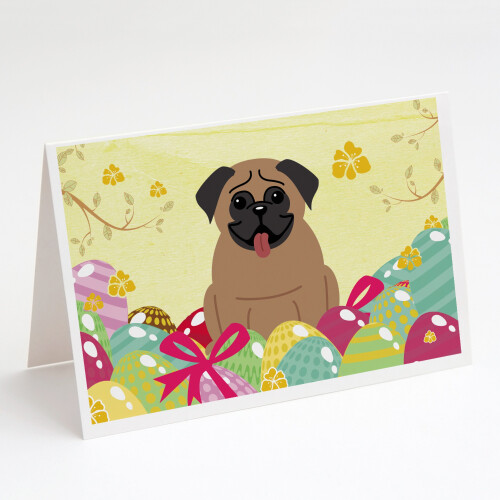 Osterkarten Pug Braun mit Umschlägen, 8er Pack