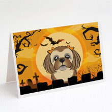 Halloweenske cokol   dovo-hned    blaho   elania a ob   lky s mot   vom Shih Tzu, balenie 8 kusov