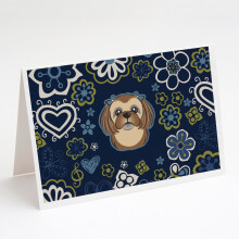 Modr    kvety Cokol   dovo hned    blaho   elania a ob   lky Shih Tzu, balenie 8 kusov