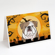 Balenie 8 halloweenskych pohladn   c a ob   lok s anglick   m buldogom