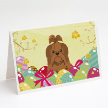 Easter Eggs Shih Tzu Silver Chocolate Greeting Cards and Envelopes Pack of 8