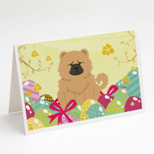 Easter Eggs Chow Chow Cream Greeting Cards and Envelopes Pack of 8