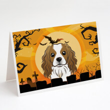 Halloweenske blaho   elania a ob   lky s mot   vom Cavalier Spaniel, balenie 8 kusov