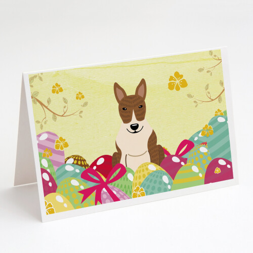 Osterkarten Bull Terrier Brindle mit Umschlägen, Packung mit 8