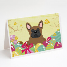 Easter Eggs French Bulldog Brown Greeting Cards and Envelopes Pack of 8
