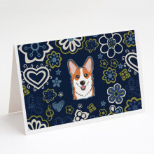 Balenie 8 pohladn   c a ob   lok s modr   mi kvetmi a cerven   mi corgi