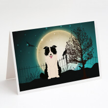 Halloween, stra   ideln   , ciernobiele pohladnice a ob   lky s mot   vom border k   lie, balenie 8 kusov