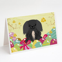 Easter Eggs Pekingese Black Greeting Cards and Envelopes Pack of 8