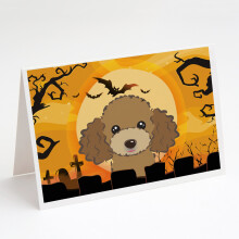 Halloweenske pohladnice a ob   lky s cokol   dovo hned   m pudlom, balenie 8 kusov